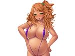  1girl bikini blush breasts ganguro ishii_akira kimomen_demo_kyokon_nara_mizugi_gal_to_ria_juu_na_natsu_ga_sugoseru! large_breasts miel miel_(company) pregnant sling_bikini smile solo swimsuit 