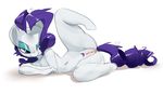  anthrofied anus blue_eyes equine female friendship_is_magic hair horn horse looking_back lying mammal my_little_pony nude on_side plain_background pubes purple_hair pussy rarity_(mlp) solo spread_legs spreading sunibee sunnysoda unicorn white_background white_body 