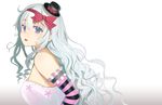  bad_id bad_pixiv_id elbow_gloves gloves gradient gradient_background hair_ribbon hareno_chiame hat long_hair open_mouth original purple_eyes ribbon silver_hair simple_background solo striped striped_gloves wavy_hair 