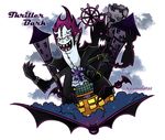  1boy bat castle gecko_moria horns kaumalat92 male male_focus one_piece plaid plaid_pants pointy_ears purple_hair shadow sharp_teeth shichibukai solo stitching thriller_bark transparent_background 