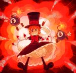  bad_deviantart_id bad_id bloomers bomb boots bow chesireusagi cigar dress evil_smile explosion eye_socket george_the_bomb gloves grin hat mechanical_arms orange_hair peacock_(skullgirls) red sharp_teeth short_hair skullgirls smile smoke teeth top_hat underwear 