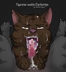  animal_genitalia animal_penis balls cat colored cum cum_on_tongue dick_out duo feline feral first_person_view lying male mammal outside penis penis_on_tongue shaded simple_background submissive thathornycat tongue 