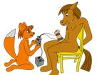  amputee animal_genitalia anthro battery canine chair duo electrostimulation equine fox horse horsecock lazygunguy male mammal nipples penis plain_background soraya_elcar teeth transparent_background wire wires 