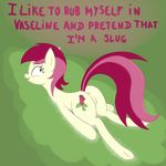  cutie_mark english_text equine female feral friendship_is_magic green_eyes hair horse mammal mlp_fim my_little_pony pony pussy red_hair rose_(mlp) roseslug solo text two_tone_hair w300 