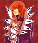  1boy choker coat collar creed_graphite red_background red_eyes red_hair short_hair tales_of_(series) tales_of_hearts 