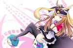  animal_hat bird black_legwear breasts brown_hair cleavage elbow_gloves gloves hat jpeg_artifacts long_hair long_legs mawaru_penguindrum medium_breasts oishii_garriel penguin penguin_2-gou penguin_3-gou pink_eyes princess_of_the_crystal thighhighs 