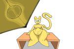 anthro balls belly biped breasts cat dickgirl feline green_eyes intersex looking_at_viewer mammal navel nude simple_background sitting smile solo thick_thighs vun yellow_body 