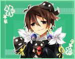  1boy aoi_toori brown_hair droopy_eyes kobold kyoukai_senjou_no_horizon kyoukaisenjou_no_horizon male male_focus purple_eyes raikousama smile solo tsuka_(raikousama) 