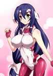  1girl asama_tomo blue_hair bodysuit breasts female green_eyes heterochromia kyoukai_senjou_no_horizon kyoukaisenjou_no_horizon large_breasts long_hair megane_man pink_legwear red_eyes solo tyobetyobe 