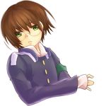  1boy arthur_salvatores brown_hair glasses green_eyes kyoukai_senjou_no_horizon kyoukaisenjou_no_horizon male male_focus neshinbara_toussaint solo 