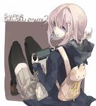  backpack bag black_legwear danganronpa flipped_hair hair_ornament hairclip handheld_game_console hood hoodie nanami_chiaki playstation_portable purple_eyes purple_hair school_uniform shrie skirt solo super_danganronpa_2 themed_object thighhighs 