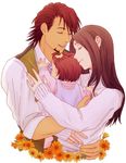  2girls baby bad_id bad_pixiv_id brown_hair closed_eyes facial_hair family hug kaburagi_kaede kaburagi_t_kotetsu kaburagi_tomoe long_hair multiple_girls neshichi short_hair side_ponytail stubble tiger_&amp;_bunny vest waistcoat younger 