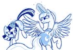  equine eye_contact female feral friendship_is_magic grin hair horn horse mammal mickeymonster monochrome my_little_pony pony princess_luna_(mlp) smile twilight_sparkle_(mlp) two_tone_hair unicorn winged_unicorn wings 