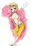  1girl blonde_hair breasts cleavage donquixote_doflamingo female genderswap one_piece open_clothes open_shirt pixiv_thumbnail resized shirt short_hair simple_background sk5789 solo sunglasses tongue 