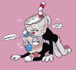  &lt;3 all_fours anal anal_penetration animate_inanimate blush bottomless brother brothers clothed clothing cuphead_(character) cuphead_(game) dialogue doggystyle english_text from_behind_position gloves grin humanoid humanoid_on_humanoid incest legwear male male/male male_penetrating moan mugman not_furry object_head one_eye_closed panting penetration penis pink_background sex sibling simple_background smile socks text tongue tongue_out toxic-boner video_games 