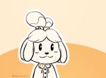  &gt;:3 :3 animal_crossing animated blush blush_stickers bow_tie canine clothed clothing disembodied_hand dog female frown isabelle_(animal_crossing) line_art mammal nintendo shih_tzu smile solo_focus susanoomon toony video_games 