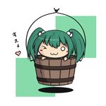  ;3 bucket character_name green_hair hair_bobbles hair_ornament heart in_bucket in_container kisume nogisaka_kushio one_eye_closed solo touhou twintails wooden_bucket 