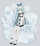  blue_eyes blue_hair chair crystal dress long_hair mitsutoki original simple_background sitting very_long_hair 