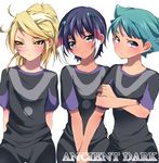  ancient_dark bad_id bad_pixiv_id blush frown inazuma_eleven_(series) inazuma_eleven_go kai_(inazuma_eleven) kiya_kouji male_focus matarou_(genkai_toppa) multiple_boys otoko_no_ko shuu_(inazuma_eleven) simple_background smile soccer_uniform sportswear white_background yellow_eyes 