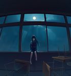  black_hair chaoz_lounge cloud fisheye full_moon long_hair moon night night_sky original school_uniform sitting sky solo window 