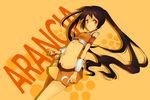  arancia brown_hair food fruit long_hair orange orange_eyes original rakkou twintails 