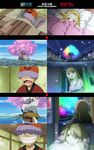  1boy 1girl bed blonde_hair compare fairy_tail flower lucy_heartfilia ninjin_(one_piece) one_piece petals purple_hair shengfucomics ship smile tree 