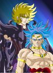  2boys 80s armor broly crossover dragon_ball dragonball_z eyebrows male male_focus multiple_boys muscle oldschool radamanthys saint_seiya shirtless spiked_hair spiky_hair wyrven_rhadamanthys 