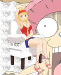  chair cosplay crossover fairy_tail hat jolly_roger lucy_heartfilia monkey_d_luffy monkey_d_luffy_(cosplay) one_piece reindeer shengfucomics shorts sitting straw_hat tony_tony_chopper vest 