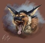  aggressive bloodshot23 brown_background canine male mammal open_mouth plain_background portrait solo zeba 