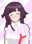  apron blush closed_eyes danganronpa head_tilt itijou_yaito long_hair mole mole_under_eye nurse purple_hair shirt smile solo super_danganronpa_2 tears tsumiki_mikan 