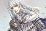  androgynous armor bad_id bad_pixiv_id berserk blue_eyes cape griffith long_hair male_focus rapier sakenomi solo sword weapon white_hair 