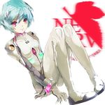  1girl ayanami_rei bad_id bad_pixiv_id blue_hair bodysuit highres light_smile neon_genesis_evangelion nerv plugsuit red_eyes short_hair simple_background sitting solo white_background white_bodysuit 