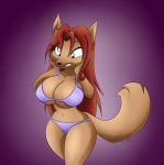  anthro big_breasts bikini breasts canine clothed clothing curvaceous eyelashes female goblinhordestudios hi_res huge_breasts k9wolf mammal navel solo swimsuit wolf 