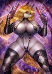  2019 abstract_background anthro armwear big_breasts bikini blonde_hair blue_eyes breasts clothed clothing elbow_gloves equine female girlsay gloves gun hair handgun holding_object holding_weapon huge_breasts legwear long_hair mammal navel nipple_bulge patreon pistol ranged_weapon skimpy sling_bikini smile solo standing swimsuit thick_thighs thigh_highs url weapon wide_stance 