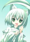  animal_ears cat_ears green_eyes green_hair looking_at_viewer open_mouth original short_hair smile solo sumikaze 