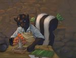  blue_eyes bonsai chibi-marrow displeased indoor male skunk solo 