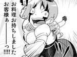  blood blood_on_face clenched_hand comic drill_hair foreshortening gogiga_gagagigo greyscale magical_girl mahou_shoujo_madoka_magica monochrome open_mouth tomoe_mami translated twin_drills twintails 
