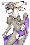  breasts clothed clothing female lagomorph looking_at_viewer looking_back mammal purple_eyes rabbit side_boob skimpy solo swimsuit topless towel xianjaguar 