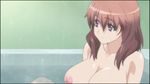  animated animated_gif bath bouncing_breasts breasts brown_hair dakara_boku_wa_h_ga_dekinai glasses large_breasts long_hair lowres nipples ookura_mina purple_eyes shower splash splashing 