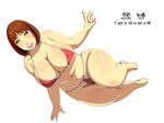  1girl bikini breasts brown_hair fat green_eyes hori_hiraki huge_breasts plump short_hair solo swimsuit thick_thighs thighs 