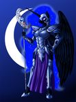  anthrofied armor black_fur blue_eyes blue_hair crovirus cutie_mark equine female friendship_is_magic fur hair helmet horn long_hair mammal moon my_little_pony nightmare_moon_(mlp) polearm solo staff winged_unicorn wings 