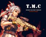  acog alternate_costume alternate_hairstyle assault_rifle bow bushmaster_acr fujiwara_no_mokou gun hair_bow long_hair military_operator ranger_(mll0101) red_eyes rifle short_sleeves silver_hair sleeves_rolled_up solo touhou trigger_discipline vest weapon 