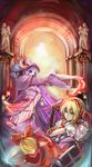  alice_margatroid bad_id bad_pixiv_id blurry book boqboq capelet grimoire grimoire_of_alice hairband highres multiple_girls outstretched_arm patchouli_knowledge pillar shanghai_doll string touhou 