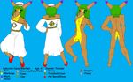  character_reference cub dress female green_hair hair hybrid kakurine_mackain lagomorph mammal model_sheet nipples nude orange_eyes pussy rabbit young 