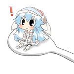  blue_hair cosplay hat kamishirasawa_keine lagombi_(armor) long_hair lowres monster_hunter monster_hunter_portable_3rd rebecca_(keinelove) rice_spoon solo spoon touhou 