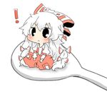  :&lt; bow fujiwara_no_mokou long_hair lowres rebecca_(keinelove) ribbon rice_spoon silver_hair solo spoon touhou 