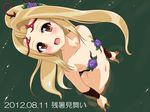  12cut arm_bracer blonde_hair flat_chest flower foreshortening highres kid_icarus kid_icarus_uprising nachure navel nintendo nude ponytail solo viridi water yuki_(12cut) yuki_(artist) 