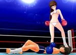  #13 arena battle bikini blush boxing boxing_gloves boxing_ring bruise domination femdom fighting foot_on_head humiliation injury kagura_(#13) knocked_out knockout ko malesub ponytail sakuya_(#13) swimsuit 