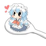  alternate_costume apron blue_hair enmaided hat kamishirasawa_keine long_hair lowres maid maid_headdress rebecca_(keinelove) rice_spoon solo spoon touhou 