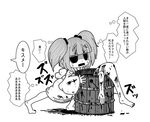  barefoot bucket feet genkidaun greyscale hands in_bucket in_container kisume long_sleeves monochrome open_mouth short_hair solo touhou translation_request twintails wide_sleeves 